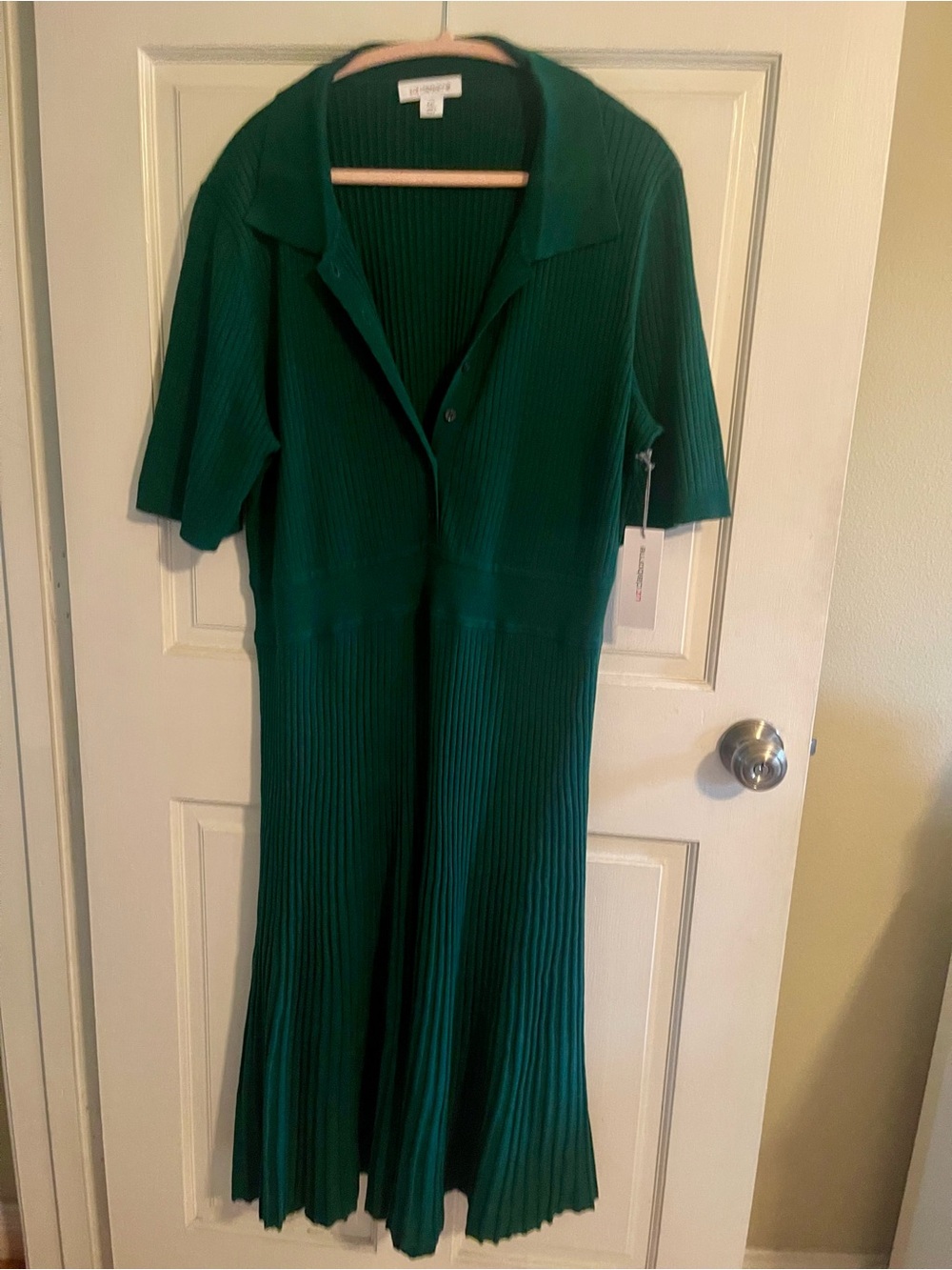 Liz Claiborne Deep Green Ribbed Midi Dress